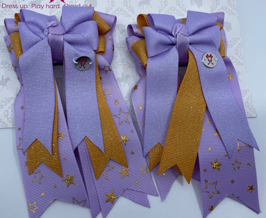 PonyTail Bows 3" Tails Starry Night- Lavender PonyTail Bows equestrian team apparel online tack store mobile tack store custom farm apparel custom show stable clothing equestrian lifestyle horse show clothing riding clothes PonyTail Bows | Equestrian Hair Accessories horses equestrian tack store