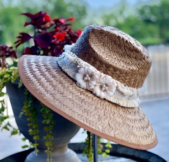Island Girl Hats Island Girl Hats Cream/Blush pedals /w pearls & diamonds equestrian team apparel online tack store mobile tack store custom farm apparel custom show stable clothing equestrian lifestyle horse show clothing riding clothes horses equestrian tack store