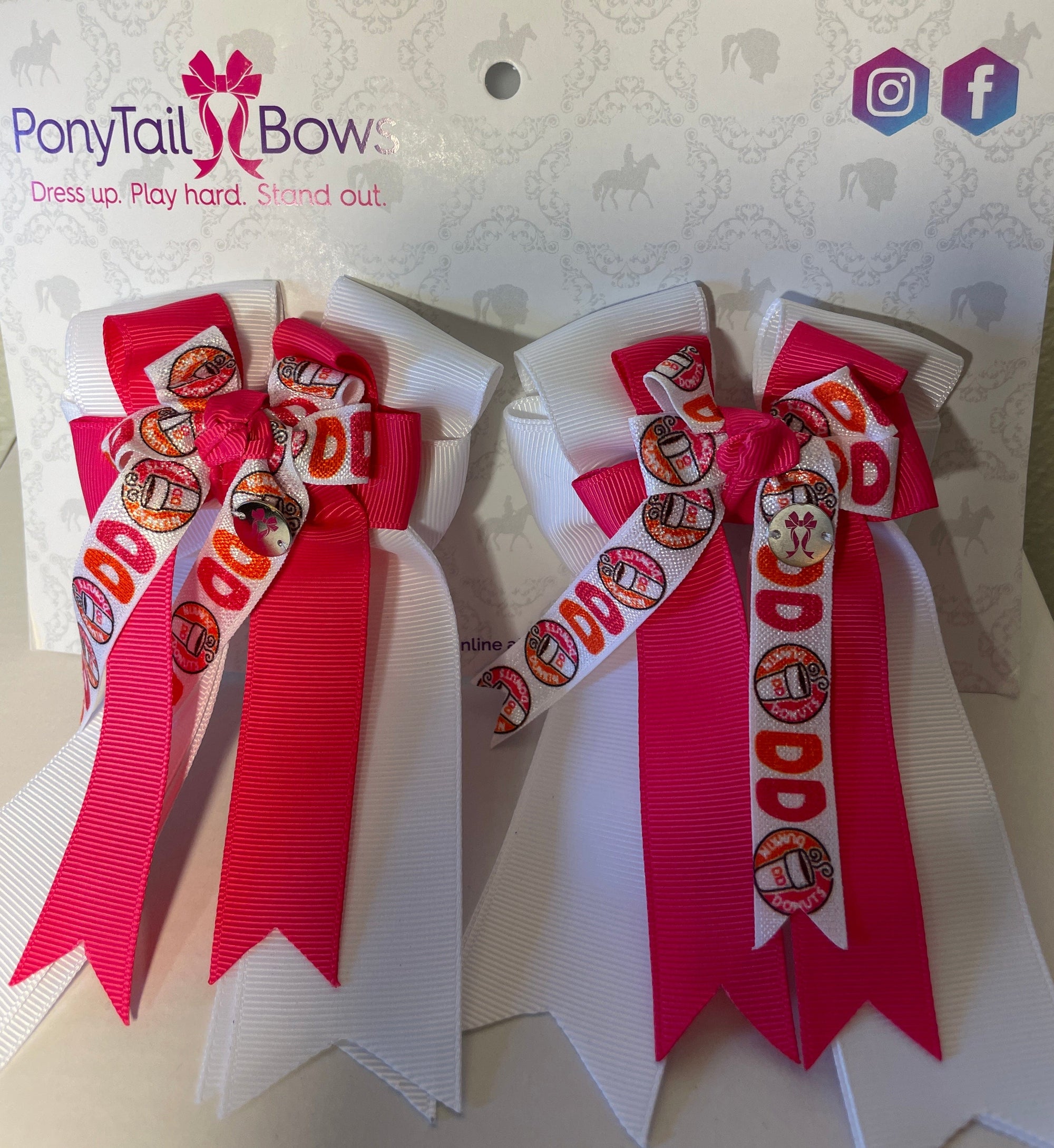 PonyTail Bows 3" Tails Dunkin Pink PonyTail Bows equestrian team apparel online tack store mobile tack store custom farm apparel custom show stable clothing equestrian lifestyle horse show clothing riding clothes PonyTail Bows | Equestrian Hair Accessories horses equestrian tack store