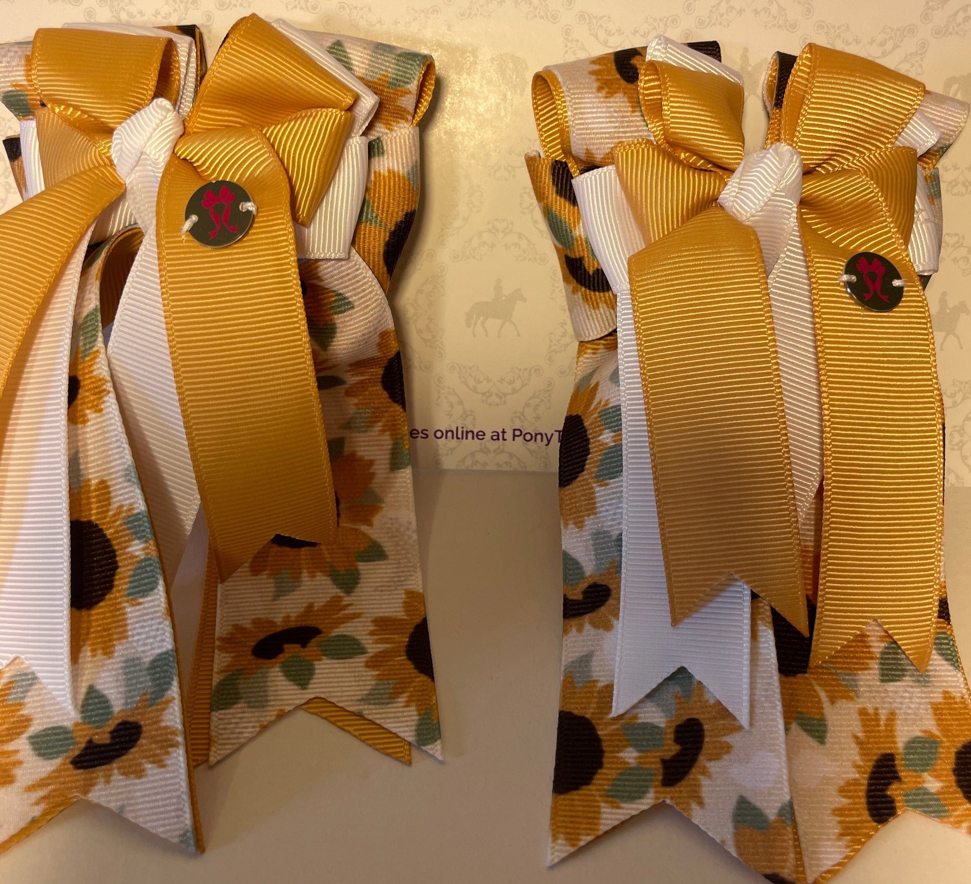PonyTail Bows 3" Tails Sunflower Gold PonyTail Bows equestrian team apparel online tack store mobile tack store custom farm apparel custom show stable clothing equestrian lifestyle horse show clothing riding clothes PonyTail Bows | Equestrian Hair Accessories horses equestrian tack store