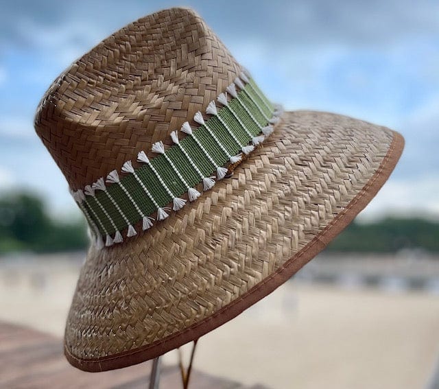 Island Girl Sun Hat One Size Island Girl Hats Sage Green with white fringe equestrian team apparel online tack store mobile tack store custom farm apparel custom show stable clothing equestrian lifestyle horse show clothing riding clothes horses equestrian tack store