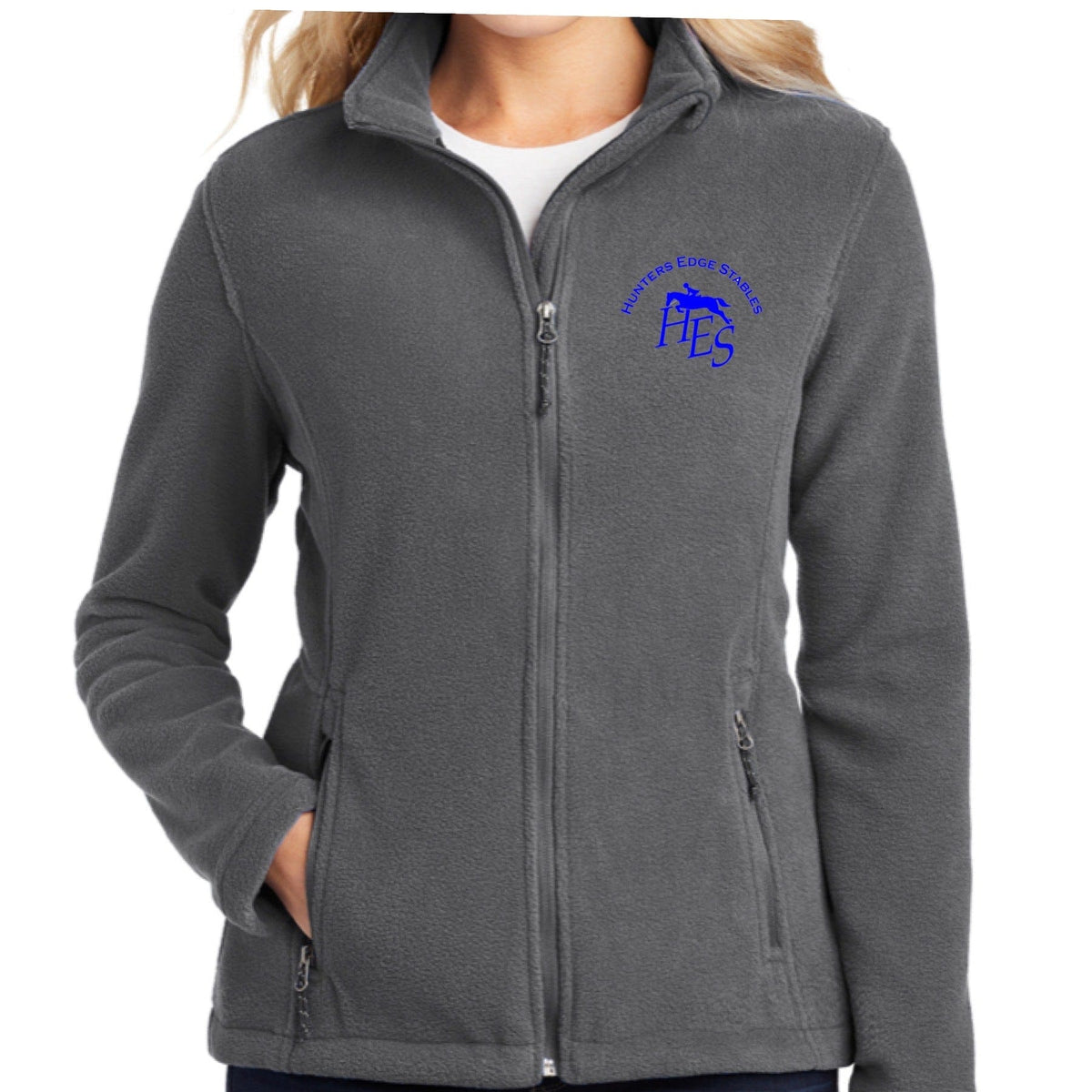 Equestrian Team Apparel Hunters Edge Stables Fleece Jacket equestrian team apparel online tack store mobile tack store custom farm apparel custom show stable clothing equestrian lifestyle horse show clothing riding clothes horses equestrian tack store