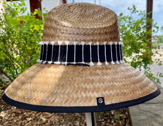 Island Girl Sun Hat One Size Island Girl Hats Black with white fringe equestrian team apparel online tack store mobile tack store custom farm apparel custom show stable clothing equestrian lifestyle horse show clothing riding clothes horses equestrian tack store