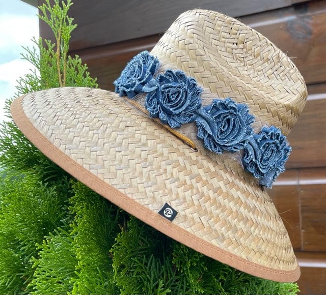 Island Girl Sun Hat One Size Island Girl Hat Denim Roses equestrian team apparel online tack store mobile tack store custom farm apparel custom show stable clothing equestrian lifestyle horse show clothing riding clothes horses equestrian tack store