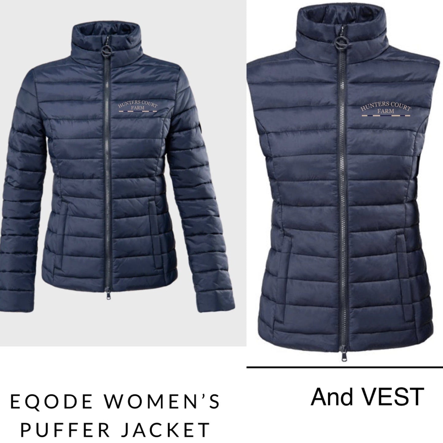 Equestrian Team Apparel Hunters Court Farm Eqode Puffy Vest and Jacket equestrian team apparel online tack store mobile tack store custom farm apparel custom show stable clothing equestrian lifestyle horse show clothing riding clothes horses equestrian tack store