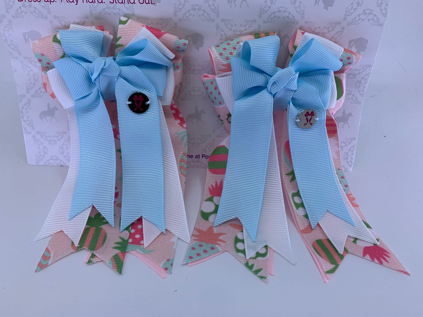 PonyTail Bows 3" Tails PonyTail Bows- Pineapple Fun Baby Blue equestrian team apparel online tack store mobile tack store custom farm apparel custom show stable clothing equestrian lifestyle horse show clothing riding clothes PonyTail Bows | Equestrian Hair Accessories horses equestrian tack store