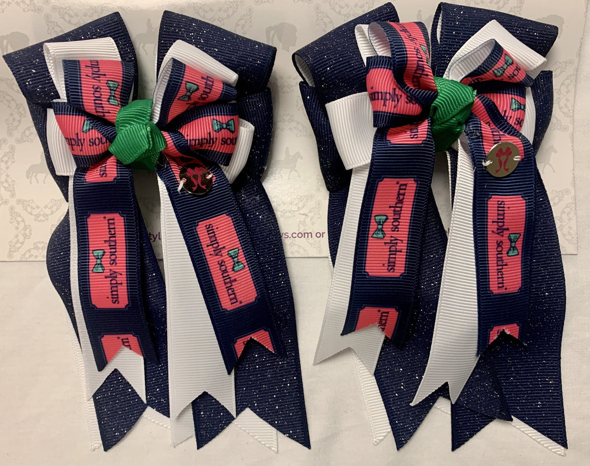 PonyTail Bows 3" Tails Simply Southern Navy PonyTail Bows equestrian team apparel online tack store mobile tack store custom farm apparel custom show stable clothing equestrian lifestyle horse show clothing riding clothes PonyTail Bows | Equestrian Hair Accessories horses equestrian tack store