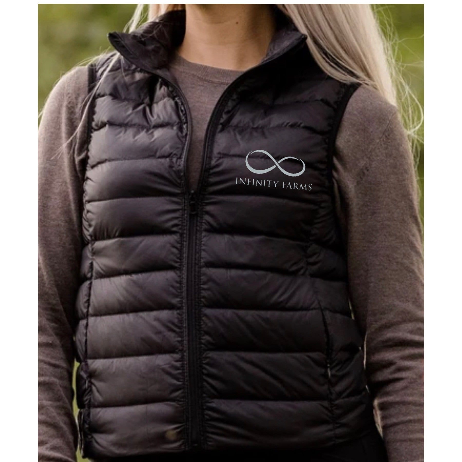 Equestrian Team Apparel Infinity Farms Ladies Puffy Vest equestrian team apparel online tack store mobile tack store custom farm apparel custom show stable clothing equestrian lifestyle horse show clothing riding clothes horses equestrian tack store