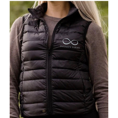 Equestrian Team Apparel Infinity Farms Ladies Puffy Vest equestrian team apparel online tack store mobile tack store custom farm apparel custom show stable clothing equestrian lifestyle horse show clothing riding clothes horses equestrian tack store