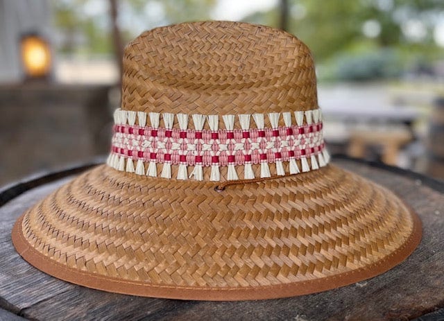 Island Girl Sun Hat One Size Island Girl Hats Raffia Fringe Red/Pink equestrian team apparel online tack store mobile tack store custom farm apparel custom show stable clothing equestrian lifestyle horse show clothing riding clothes horses equestrian tack store