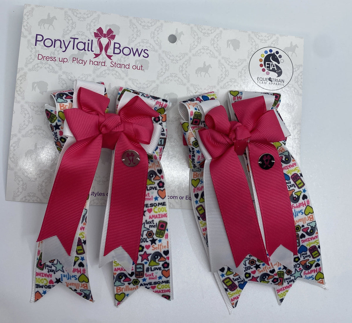 PonyTail Bows 3" Tails All The Things Pink PonyTail Bows equestrian team apparel online tack store mobile tack store custom farm apparel custom show stable clothing equestrian lifestyle horse show clothing riding clothes PonyTail Bows | Equestrian Hair Accessories horses equestrian tack store