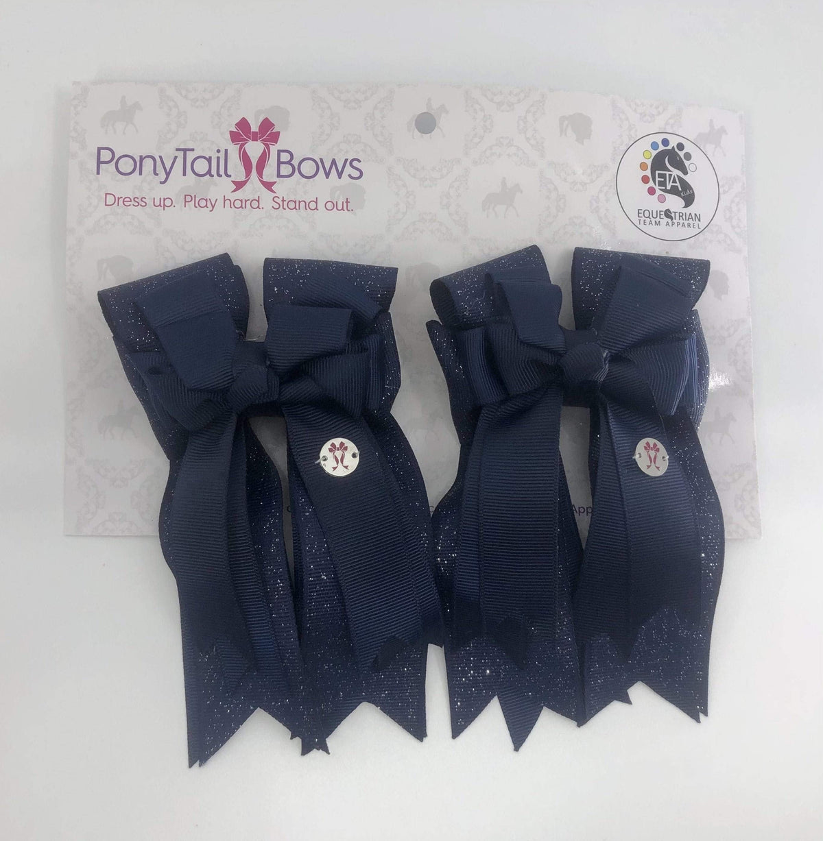 PonyTail Bows 3" Tails Navy PonyTail Bows equestrian team apparel online tack store mobile tack store custom farm apparel custom show stable clothing equestrian lifestyle horse show clothing riding clothes Abbie Horse Show Bows | PonyTail Bows | Equestrian Hair Accessories horses equestrian tack store
