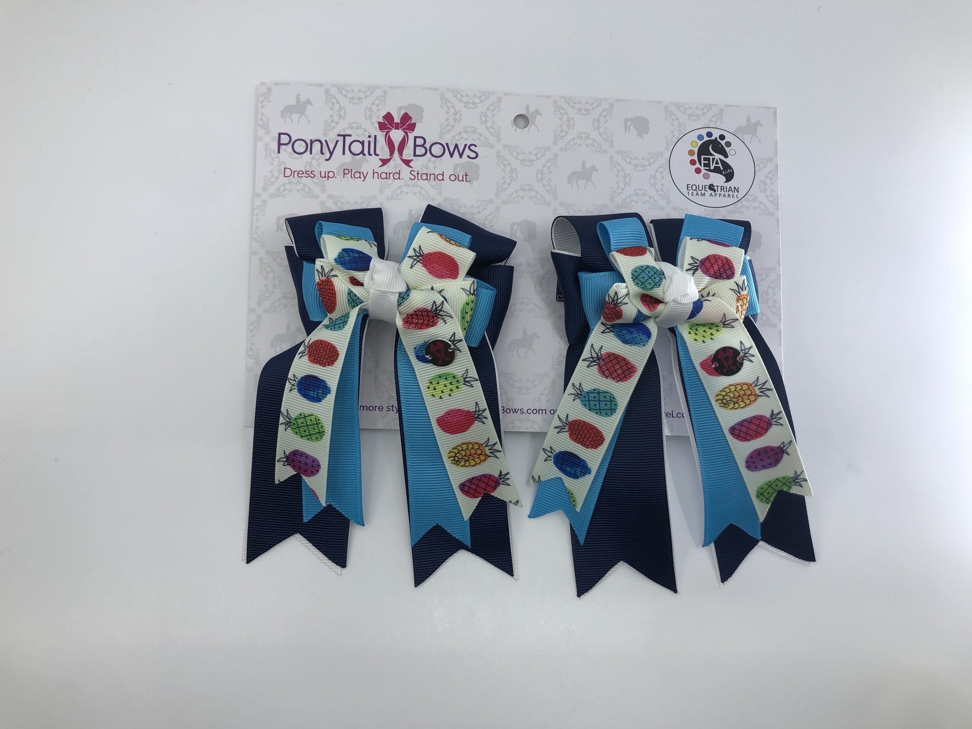 PonyTail Bows 3" Tails Pineapple Blue PonyTail Bows equestrian team apparel online tack store mobile tack store custom farm apparel custom show stable clothing equestrian lifestyle horse show clothing riding clothes PonyTail Bows | Equestrian Hair Accessories horses equestrian tack store