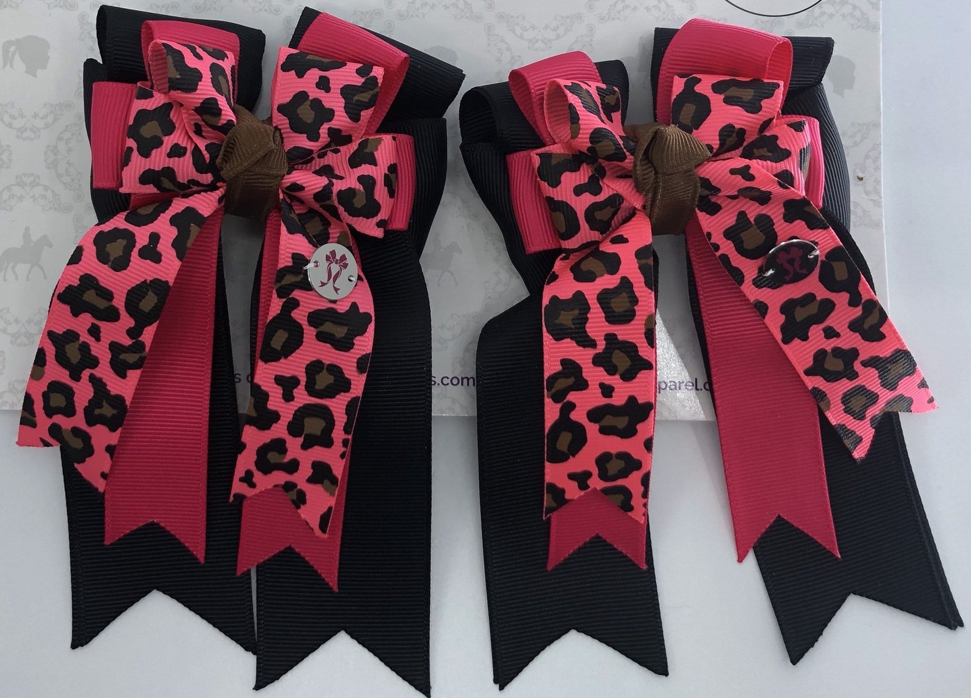 PonyTail Bows 3" Tails Pink Leopard PonyTail Bows equestrian team apparel online tack store mobile tack store custom farm apparel custom show stable clothing equestrian lifestyle horse show clothing riding clothes PonyTail Bows | Equestrian Hair Accessories horses equestrian tack store