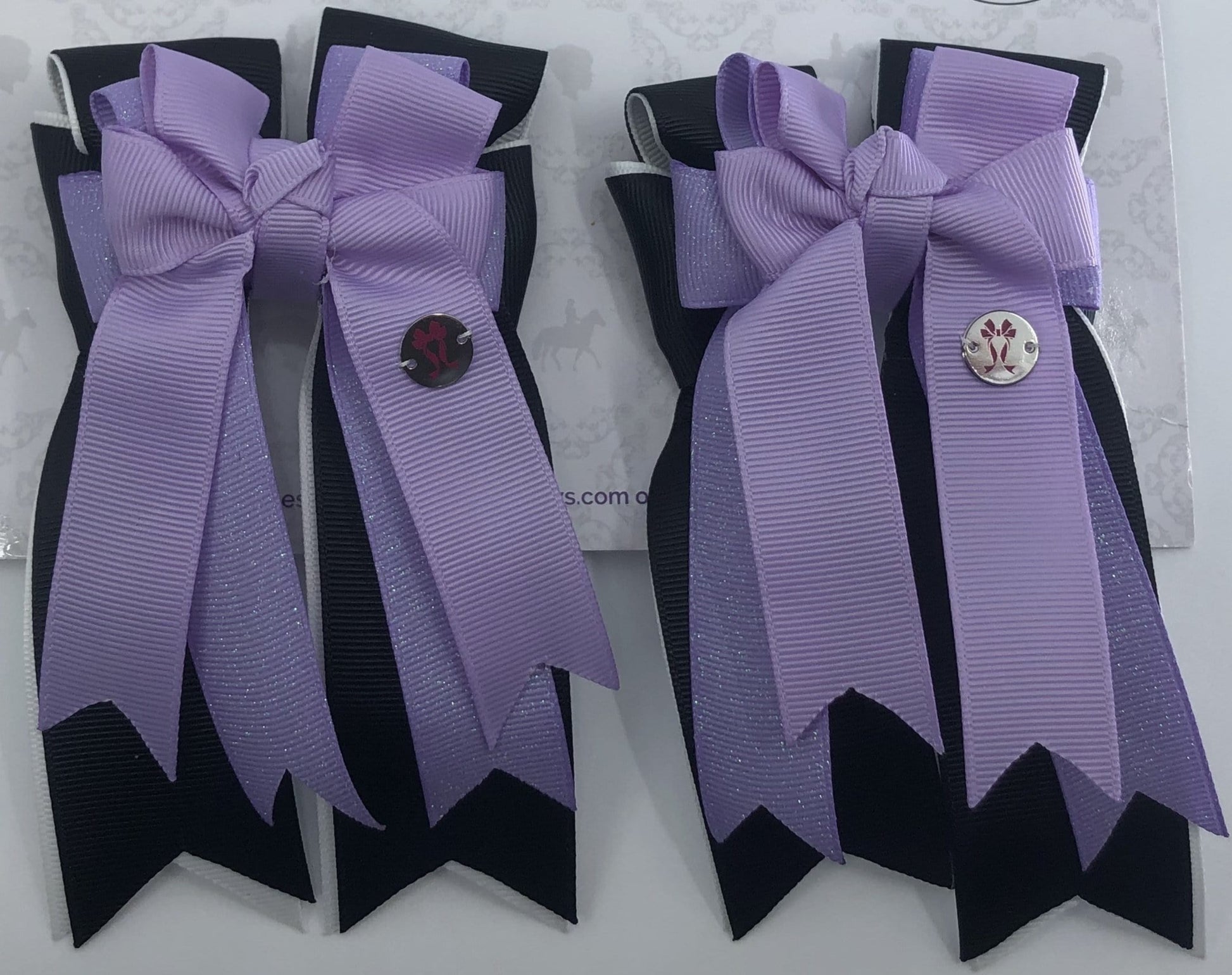 PonyTail Bows 3" Tails Purple Black PonyTail Bows equestrian team apparel online tack store mobile tack store custom farm apparel custom show stable clothing equestrian lifestyle horse show clothing riding clothes PonyTail Bows | Equestrian Hair Accessories horses equestrian tack store