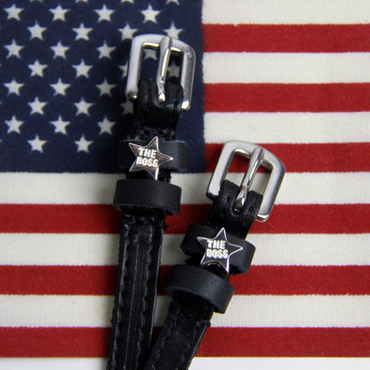 ManeJane Black Spur Straps Boss Star Silver equestrian team apparel online tack store mobile tack store custom farm apparel custom show stable clothing equestrian lifestyle horse show clothing riding clothes horses equestrian tack store