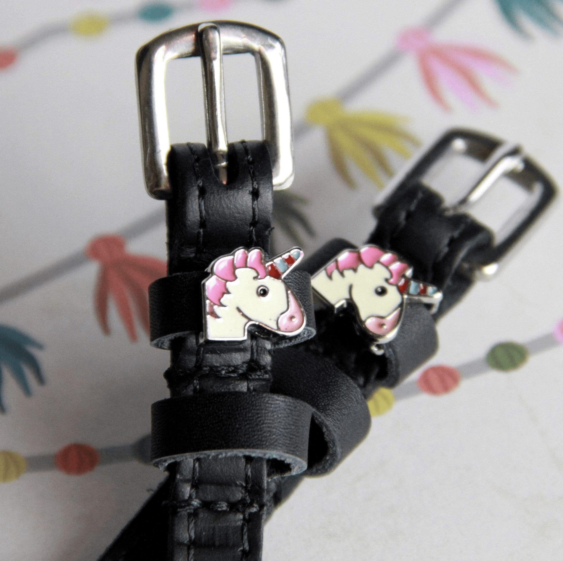 ManeJane Black Spur Straps Unicorn Emoji Spur Straps equestrian team apparel online tack store mobile tack store custom farm apparel custom show stable clothing equestrian lifestyle horse show clothing riding clothes horses equestrian tack store