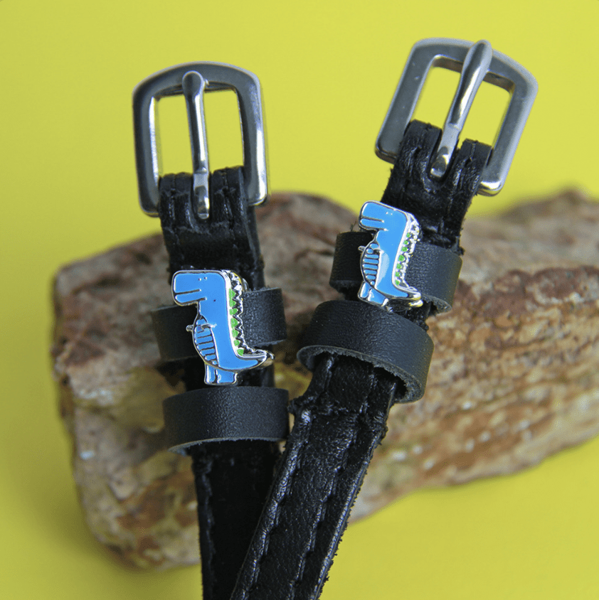 LV spur straps with turquoise buckles