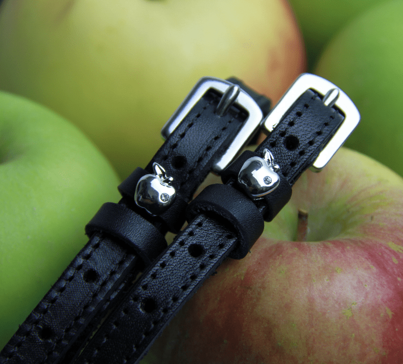 ManeJane Black Spur Straps Silver Apple Bling Spur Straps equestrian team apparel online tack store mobile tack store custom farm apparel custom show stable clothing equestrian lifestyle horse show clothing riding clothes horses equestrian tack store