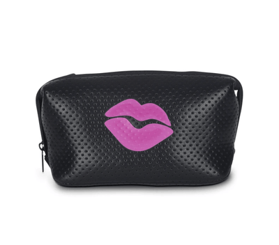 Haute Shore Bags Black Coated/ Hot Pink Lips Erin Cosmetic Case equestrian team apparel online tack store mobile tack store custom farm apparel custom show stable clothing equestrian lifestyle horse show clothing riding clothes horses equestrian tack store