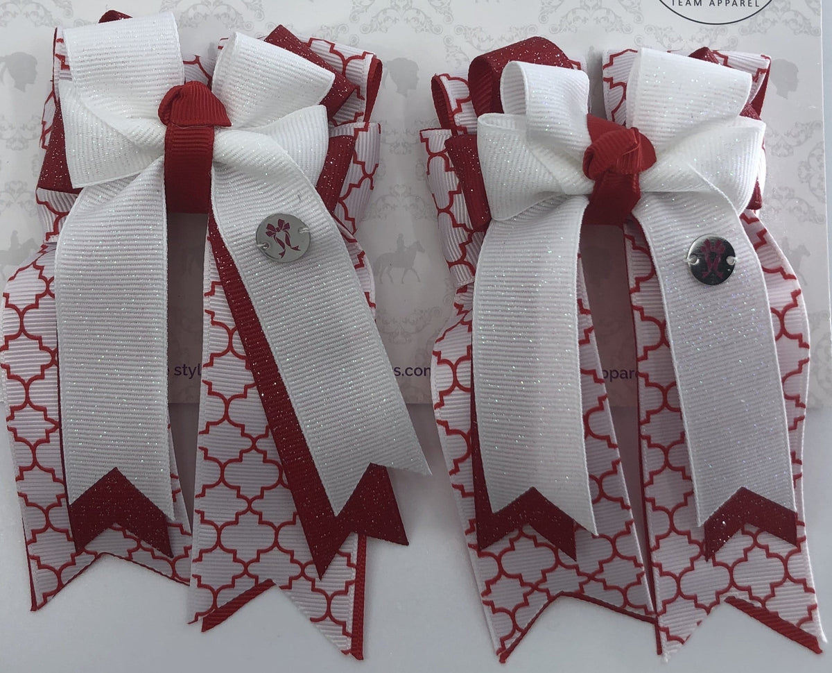 PonyTail Bows 3" Tails Sparkle RedHoneycomb PonyTail Bows equestrian team apparel online tack store mobile tack store custom farm apparel custom show stable clothing equestrian lifestyle horse show clothing riding clothes PonyTail Bows | Equestrian Hair Accessories horses equestrian tack store