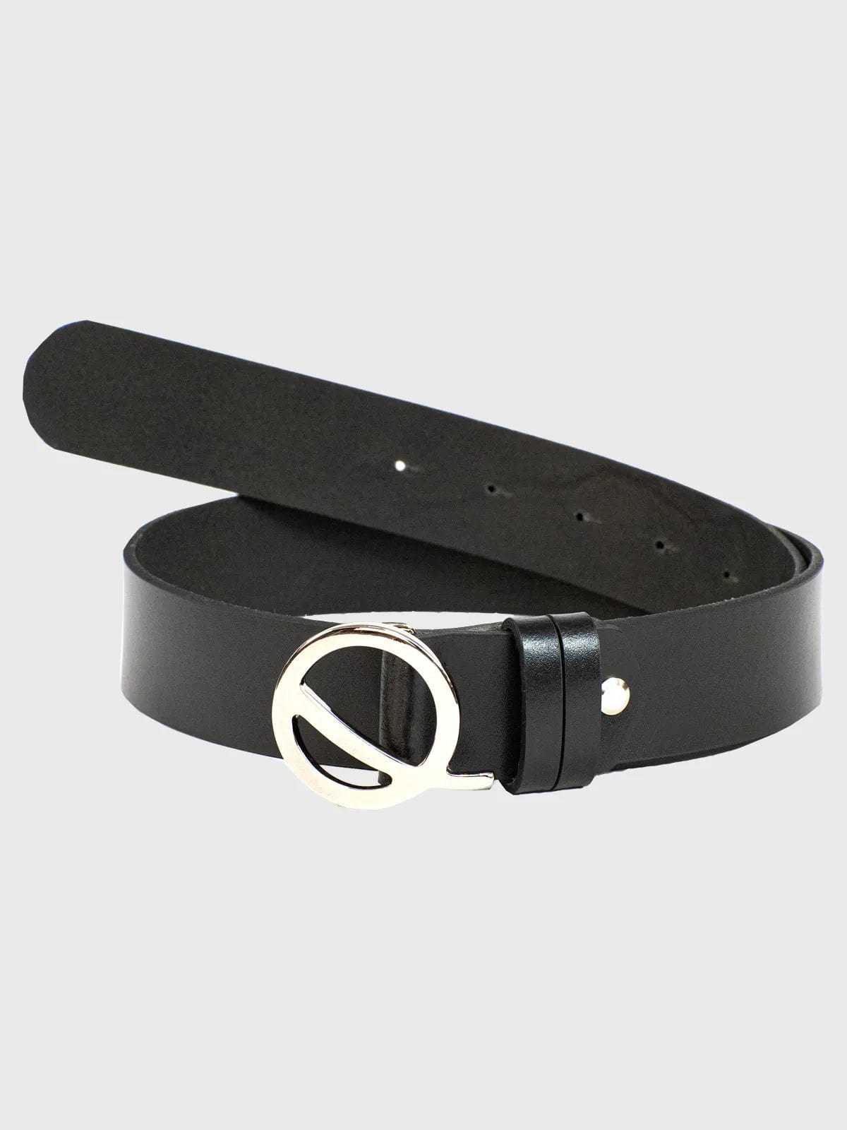 Wild & Vine Leather Belt - Custom Handmade Leather Belt Rose - Black w/ Color / Half Oval - Silver