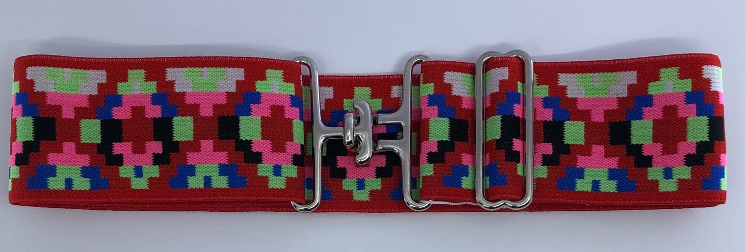 Blue Ribbon Belts Belt Silver T Buckle Red Aztec Belt-2 inch equestrian team apparel online tack store mobile tack store custom farm apparel custom show stable clothing equestrian lifestyle horse show clothing riding clothes horses equestrian tack store