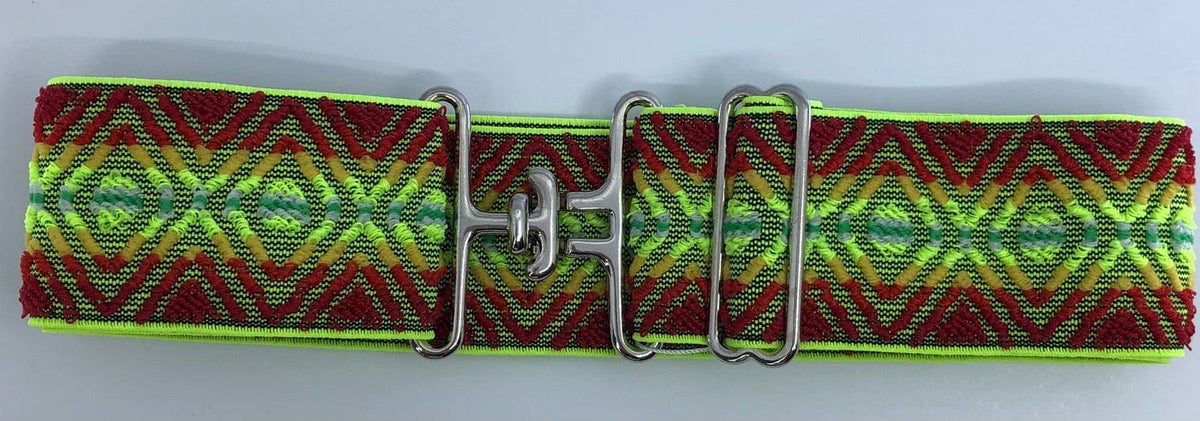 Blue Ribbon Belts Belt Silver T Buckle Neon Green Tribal Belt-2 inch equestrian team apparel online tack store mobile tack store custom farm apparel custom show stable clothing equestrian lifestyle horse show clothing riding clothes horses equestrian tack store