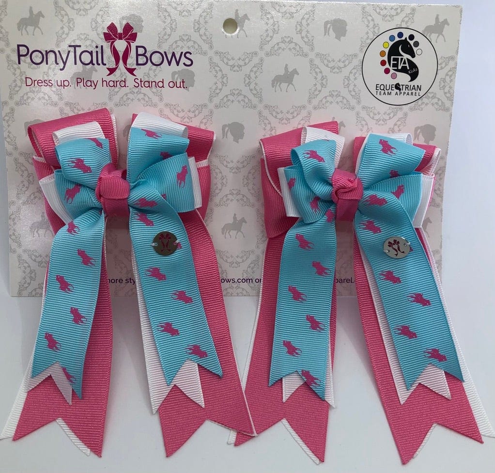 PonyTail Bows 3" Tails Polo Ponies-Baby Blue PonyTail Bows equestrian team apparel online tack store mobile tack store custom farm apparel custom show stable clothing equestrian lifestyle horse show clothing riding clothes PonyTail Bows | Equestrian Hair Accessories horses equestrian tack store