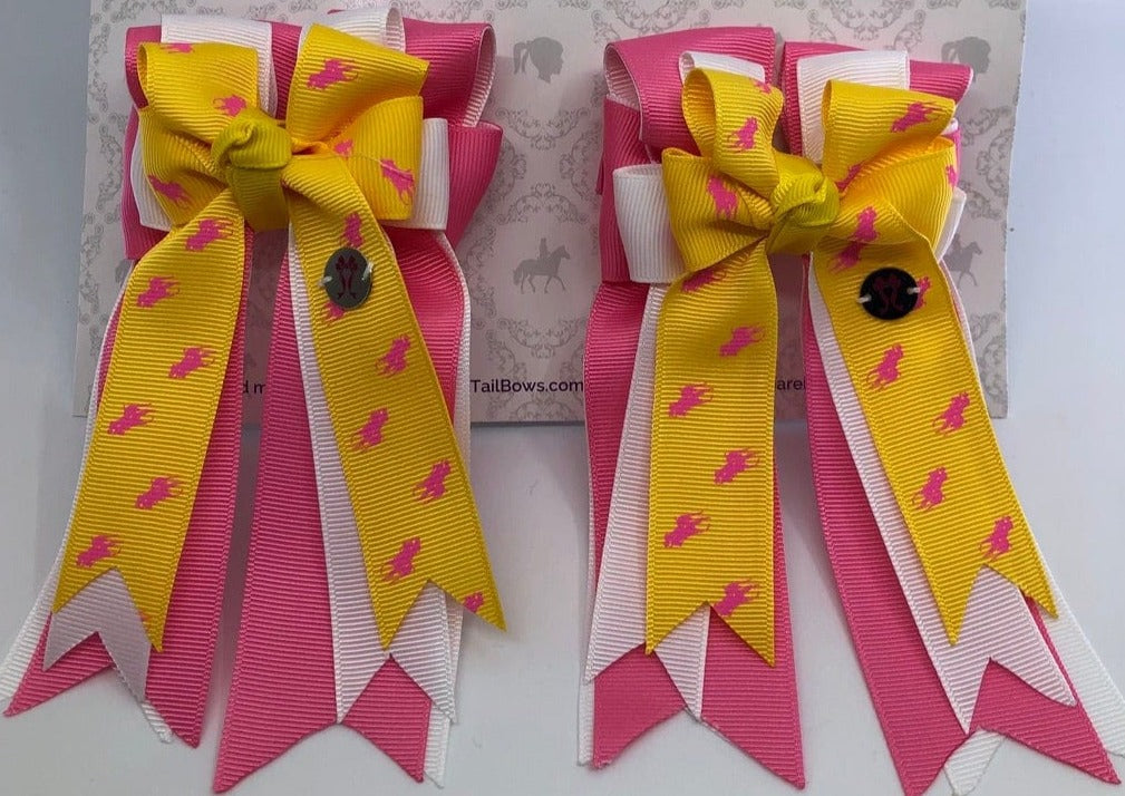 PonyTail Bows 3" Tails Polo Ponies-Yellow PonyTail Bows equestrian team apparel online tack store mobile tack store custom farm apparel custom show stable clothing equestrian lifestyle horse show clothing riding clothes PonyTail Bows | Equestrian Hair Accessories horses equestrian tack store