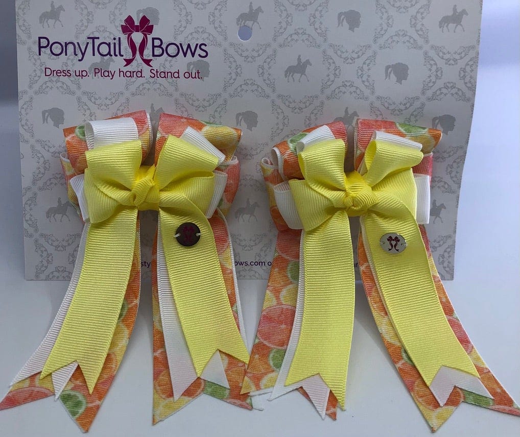 PonyTail Bows 3" Tails Citrus-Yellow PonyTail Bows equestrian team apparel online tack store mobile tack store custom farm apparel custom show stable clothing equestrian lifestyle horse show clothing riding clothes PonyTail Bows | Equestrian Hair Accessories horses equestrian tack store
