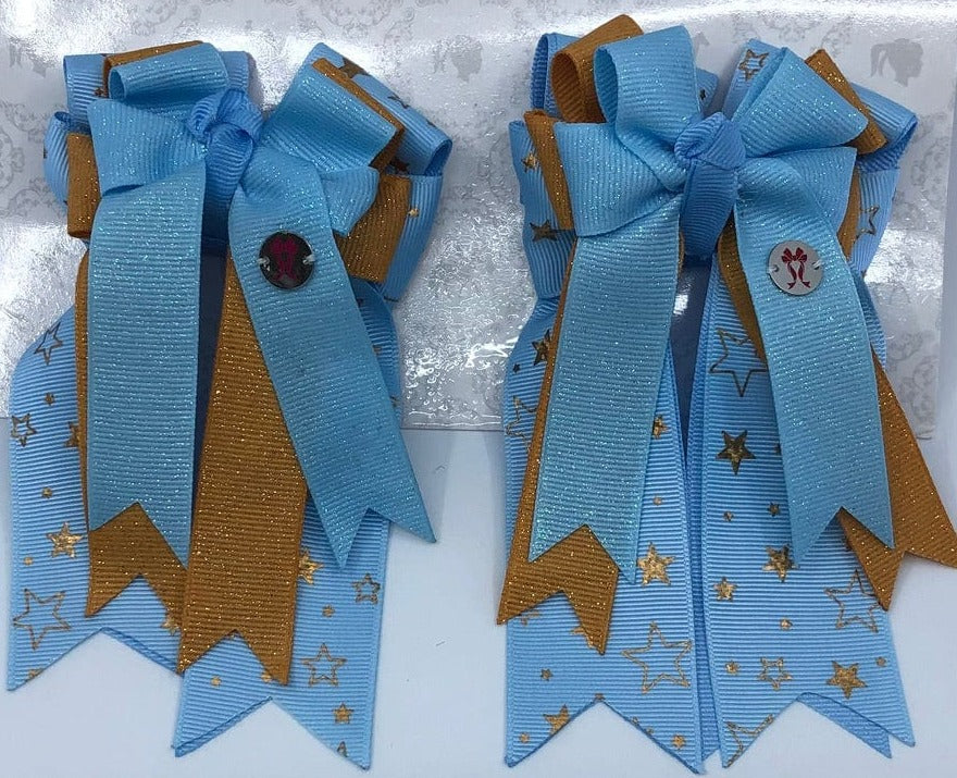 PonyTail Bows 3" Tails Starry Night- Aqua PonyTail Bows equestrian team apparel online tack store mobile tack store custom farm apparel custom show stable clothing equestrian lifestyle horse show clothing riding clothes PonyTail Bows | Equestrian Hair Accessories horses equestrian tack store