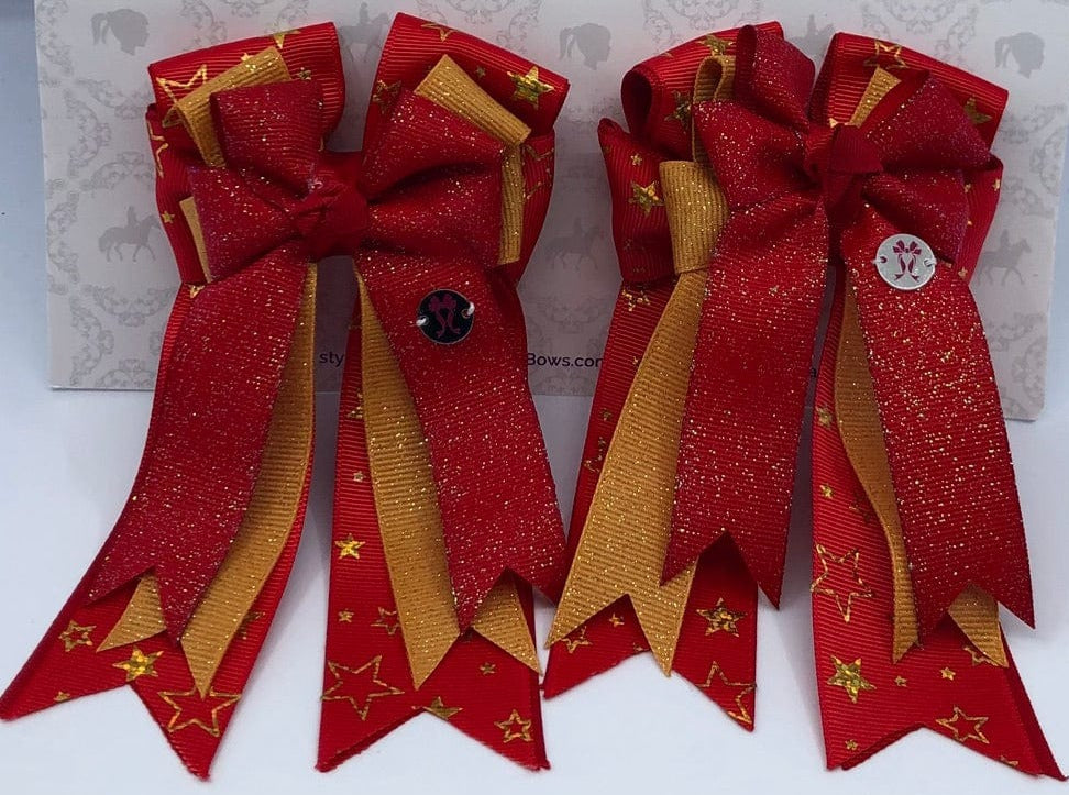 PonyTail Bows 3" Tails Starry Night- Red PonyTail Bows equestrian team apparel online tack store mobile tack store custom farm apparel custom show stable clothing equestrian lifestyle horse show clothing riding clothes PonyTail Bows | Equestrian Hair Accessories horses equestrian tack store