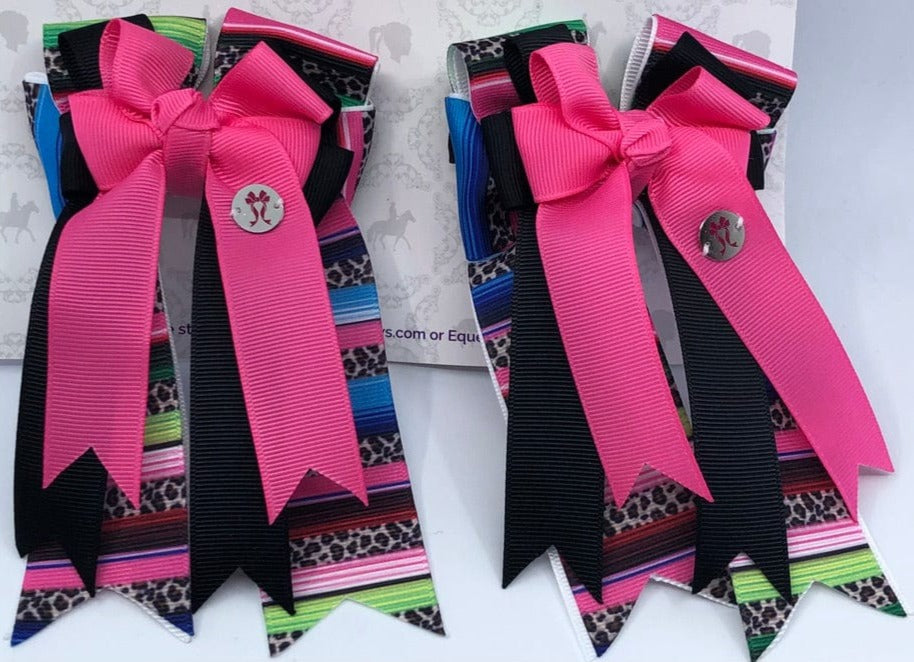 PonyTail Bows 3" Tails Pink Sarape PonyTail Bows equestrian team apparel online tack store mobile tack store custom farm apparel custom show stable clothing equestrian lifestyle horse show clothing riding clothes PonyTail Bows | Equestrian Hair Accessories horses equestrian tack store