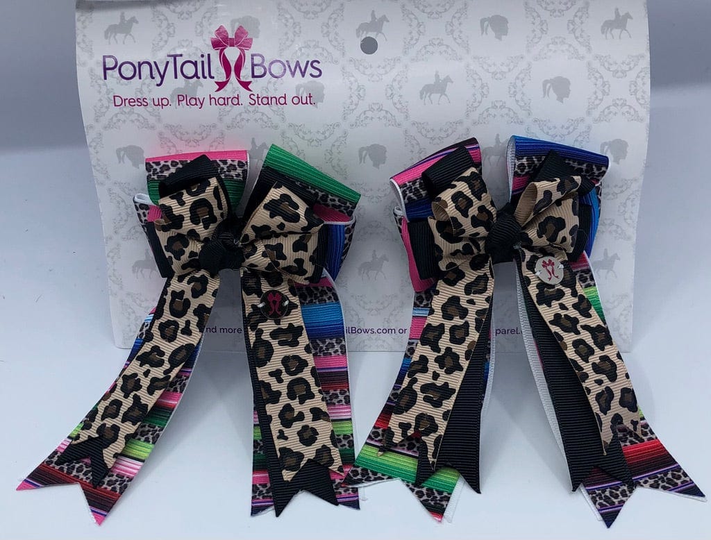 PonyTail Bows 3" Tails Leopard Sarape PonyTail Bows equestrian team apparel online tack store mobile tack store custom farm apparel custom show stable clothing equestrian lifestyle horse show clothing riding clothes PonyTail Bows | Equestrian Hair Accessories horses equestrian tack store