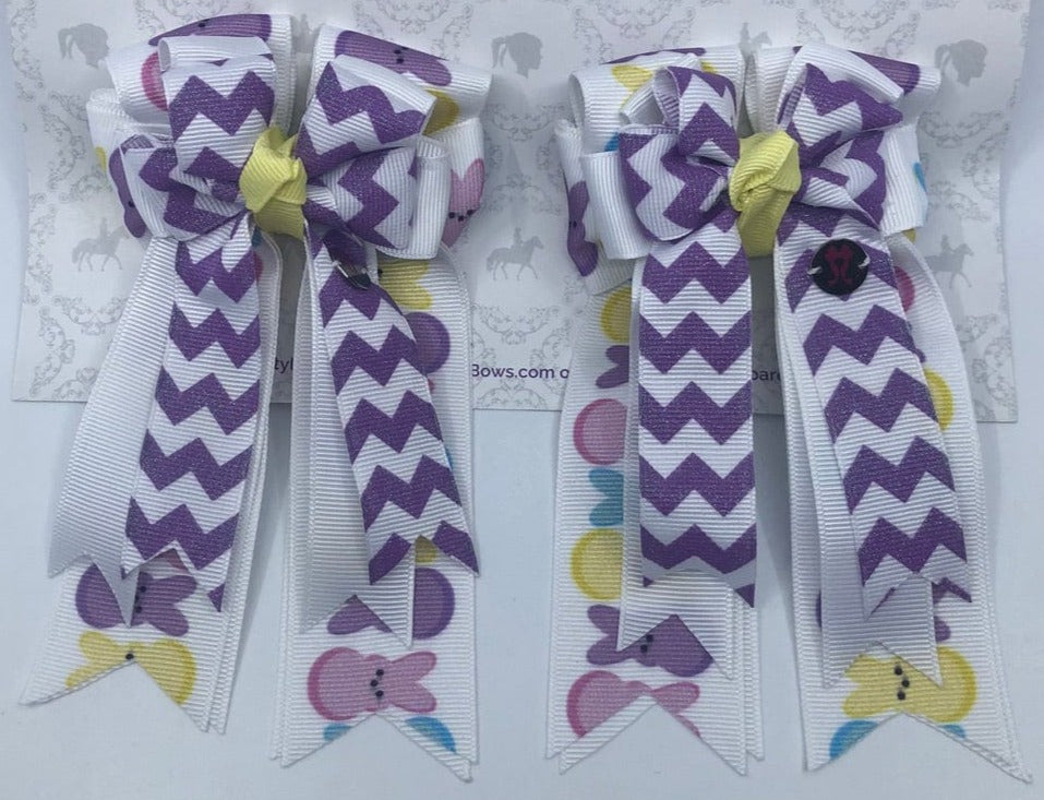 PonyTail Bows 3" Tails Purple Chevron Peeps PonyTail Bows equestrian team apparel online tack store mobile tack store custom farm apparel custom show stable clothing equestrian lifestyle horse show clothing riding clothes PonyTail Bows | Equestrian Hair Accessories horses equestrian tack store