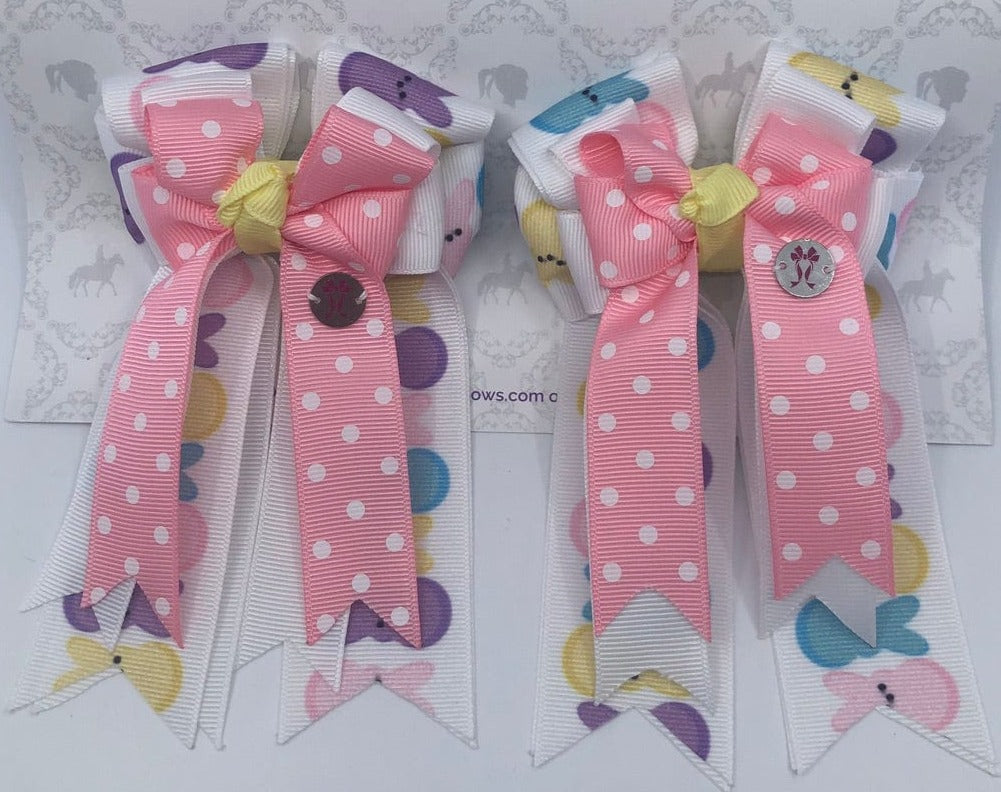 PonyTail Bows 3" Tails Pink Polka Dot Peeps PonyTail Bows equestrian team apparel online tack store mobile tack store custom farm apparel custom show stable clothing equestrian lifestyle horse show clothing riding clothes PonyTail Bows | Equestrian Hair Accessories horses equestrian tack store