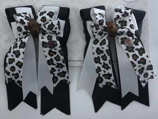 PonyTail Bows 3" Tails White Leopard PonyTail Bows equestrian team apparel online tack store mobile tack store custom farm apparel custom show stable clothing equestrian lifestyle horse show clothing riding clothes PonyTail Bows | Equestrian Hair Accessories horses equestrian tack store