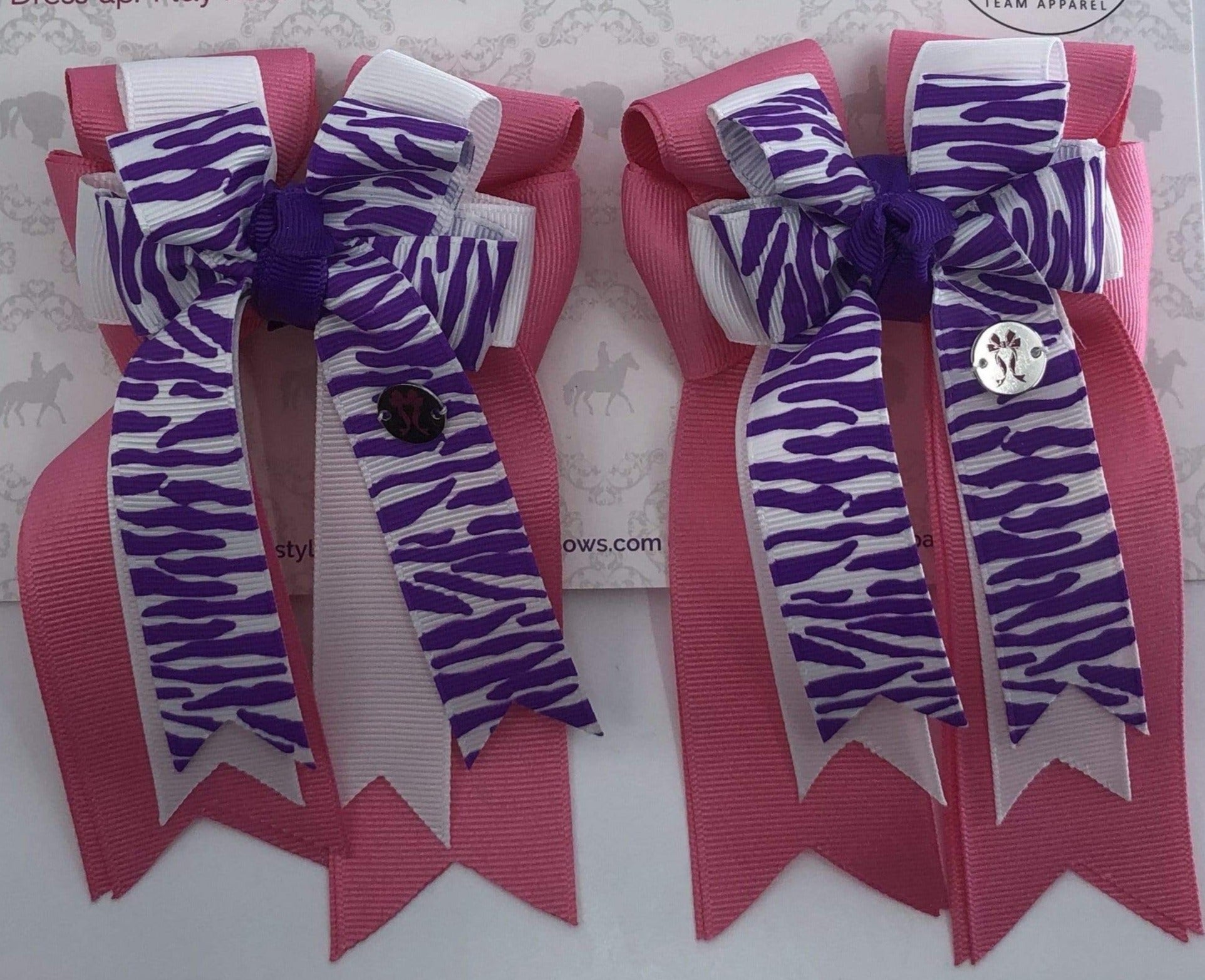 PonyTail Bows 3" Tails Zebra Purple PonyTail Bows equestrian team apparel online tack store mobile tack store custom farm apparel custom show stable clothing equestrian lifestyle horse show clothing riding clothes PonyTail Bows | Equestrian Hair Accessories horses equestrian tack store