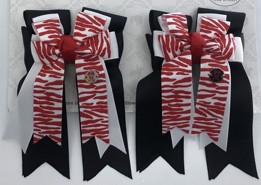 PonyTail Bows 3" Tails Zebra Red PonyTail Bows equestrian team apparel online tack store mobile tack store custom farm apparel custom show stable clothing equestrian lifestyle horse show clothing riding clothes PonyTail Bows | Equestrian Hair Accessories horses equestrian tack store