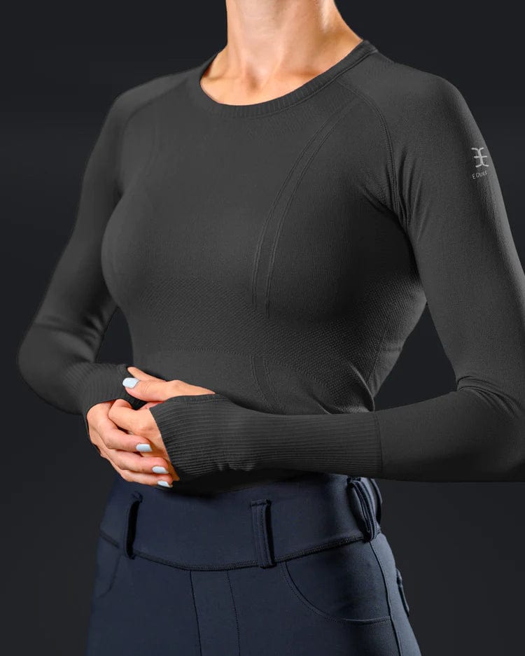 Equestly Women's Shirt Equestly Lux Seamless Top LS - Black equestrian team apparel online tack store mobile tack store custom farm apparel custom show stable clothing equestrian lifestyle horse show clothing riding clothes horses equestrian tack store