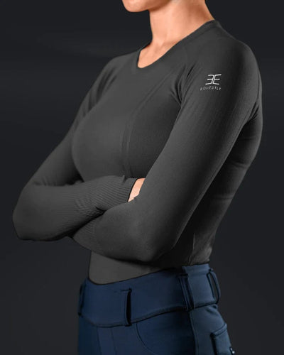 Equestly Women's Shirt Equestly Lux Seamless Top LS - Black equestrian team apparel online tack store mobile tack store custom farm apparel custom show stable clothing equestrian lifestyle horse show clothing riding clothes horses equestrian tack store