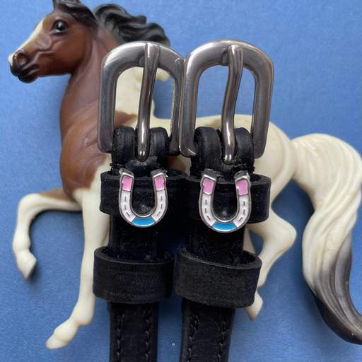 ManeJane Spur Straps Horse Shoe Party Spur Straps Pink/Wht/Blu equestrian team apparel online tack store mobile tack store custom farm apparel custom show stable clothing equestrian lifestyle horse show clothing riding clothes horses equestrian tack store