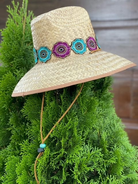 Island Girl Sun Hat one size fits most Island Girl Hat Purple Turquoise FLower equestrian team apparel online tack store mobile tack store custom farm apparel custom show stable clothing equestrian lifestyle horse show clothing riding clothes horses equestrian tack store