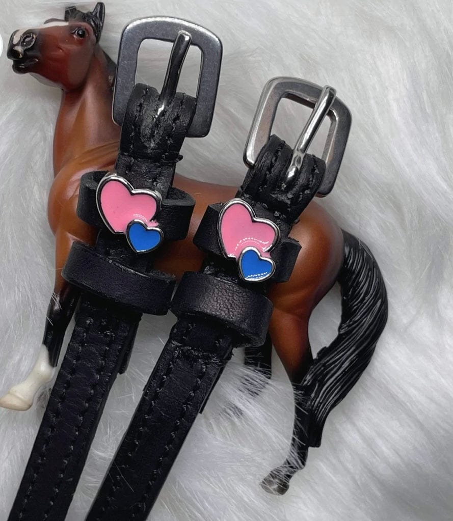 ManeJane Spur Straps Two Hearts Pink/Blue Spur Strap equestrian team apparel online tack store mobile tack store custom farm apparel custom show stable clothing equestrian lifestyle horse show clothing riding clothes horses equestrian tack store