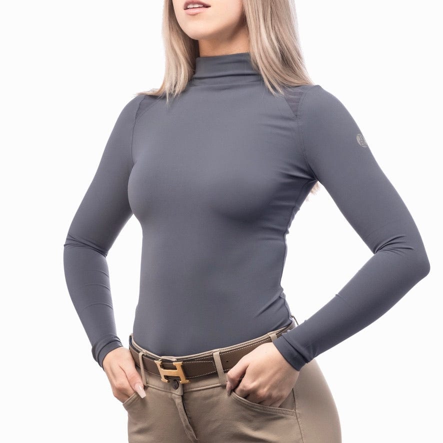 TKEQ Long Sleeve Tech Shirt TKEQ- Chloe High Collar Tech Top LS equestrian team apparel online tack store mobile tack store custom farm apparel custom show stable clothing equestrian lifestyle horse show clothing riding clothes horses equestrian tack store