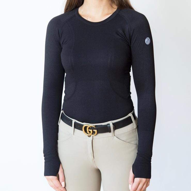 TKEQ Women's Casual Shirt Kennedy Seamless Long Sleeve Shirt - Black equestrian team apparel online tack store mobile tack store custom farm apparel custom show stable clothing equestrian lifestyle horse show clothing riding clothes horses equestrian tack store