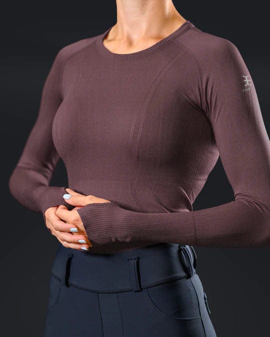 Equestly Women's Shirt Equestly Lux Seamless Top LS - Merlot equestrian team apparel online tack store mobile tack store custom farm apparel custom show stable clothing equestrian lifestyle horse show clothing riding clothes horses equestrian tack store