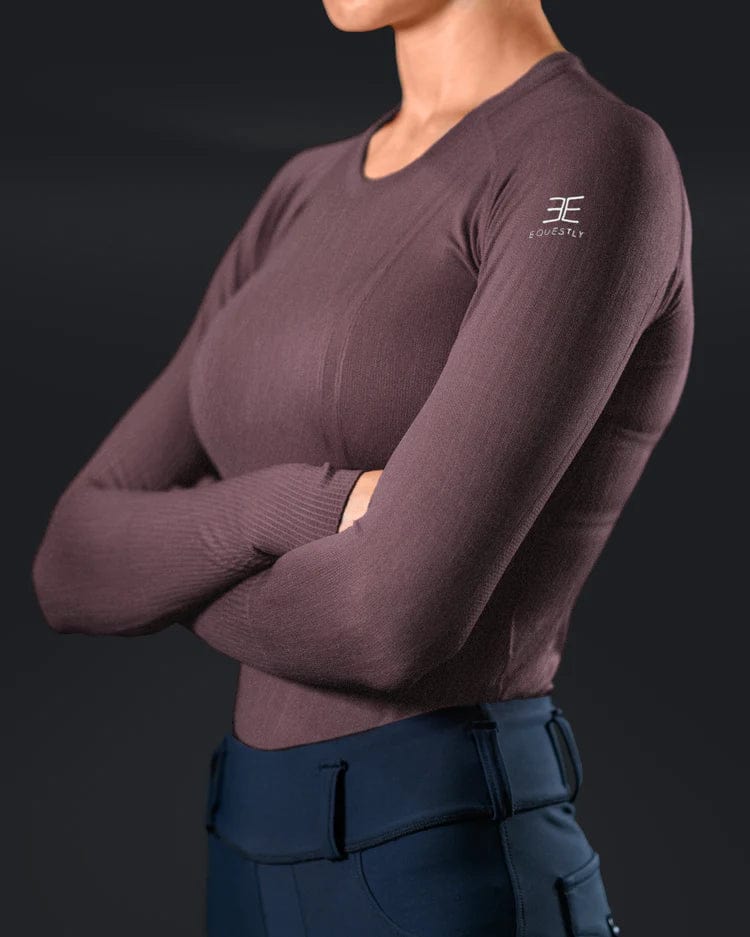 Equestly Women's Shirt Equestly Lux Seamless Top LS - Merlot equestrian team apparel online tack store mobile tack store custom farm apparel custom show stable clothing equestrian lifestyle horse show clothing riding clothes horses equestrian tack store