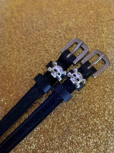 ManeJane Black Spur Straps Skull & Crossbones Spur Straps equestrian team apparel online tack store mobile tack store custom farm apparel custom show stable clothing equestrian lifestyle horse show clothing riding clothes horses equestrian tack store